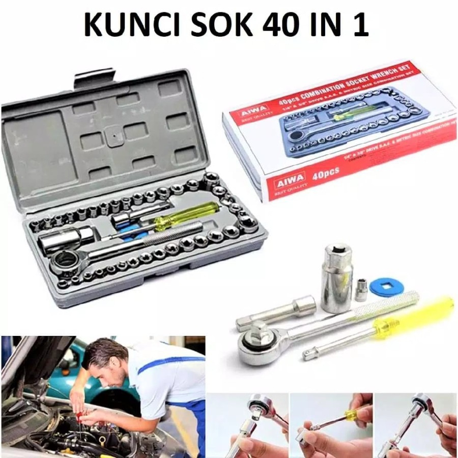COD KUNCI SOK AIWA 40 PCS KUNCI PAS AIWA 40 PCS KUNCI AIWA 40 PCS COMBINATION SOCKET WRENCH SET KUNC