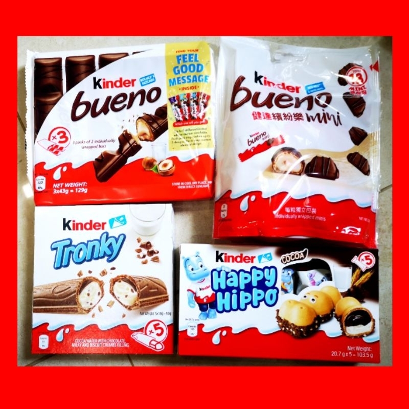 

Kinder Bueno Coklat Import Kinder Bueno Mini / Kinder Bueno Valuepack / Kinder Tronky / Kinder Happy Hippo