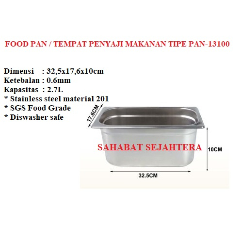 Food Pan Tempat Penyaji Makanan TIPE PAN-13100 / PAN 13100 / PAN13100