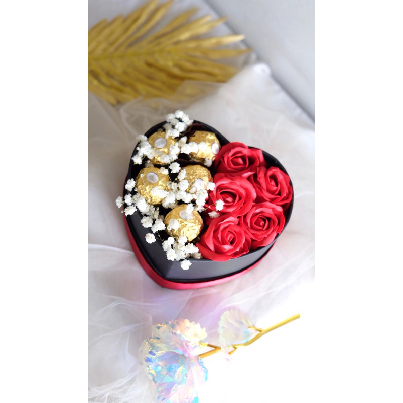 

Love Choco Box - Ferrero Rocher & Soap Flowers Box