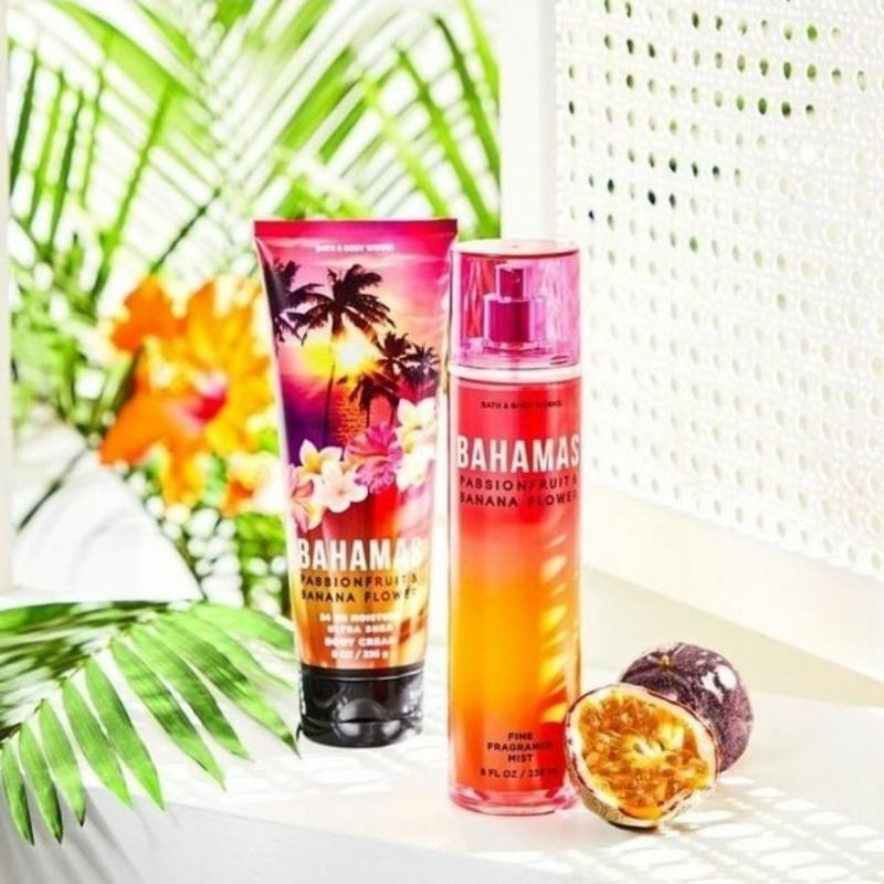 BATH AND BODY WORKS BBW BAHAMAS PASSIONFRUIT &amp; BANANA FLOWER SERIES MIST LOTION SHOWER GEL BODY CREAM HAND CREAM SHOWER GEL BODY CREAM LOTION MIST WASH WALLFLOWER ROOMSPRAY SCENTPORTABLE GENTLE GEL DEEP CLEANSING GENTLE FOAMING CREAMY LUXE