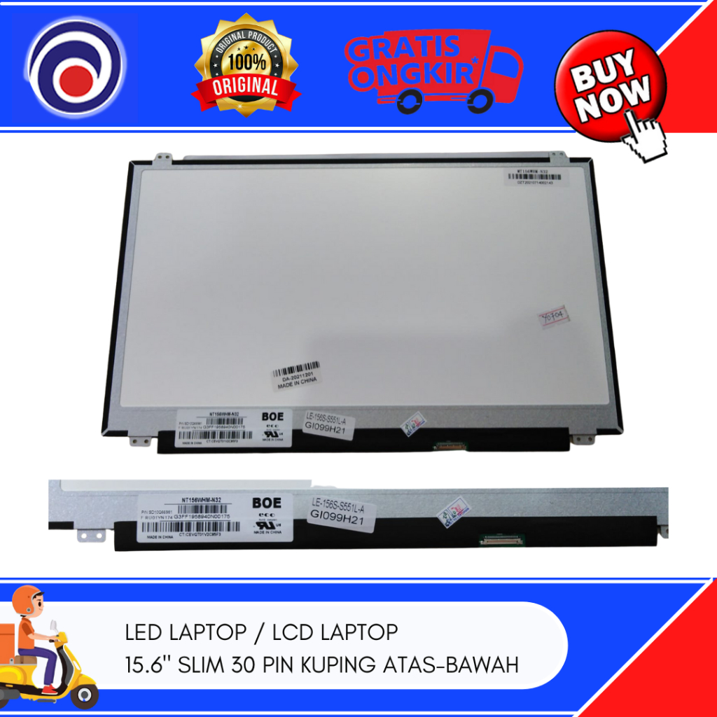 LED LAPTOP / LCD LAPTOP 15.6" SLIM 30 PIN KUPING ATAS-BAWAH