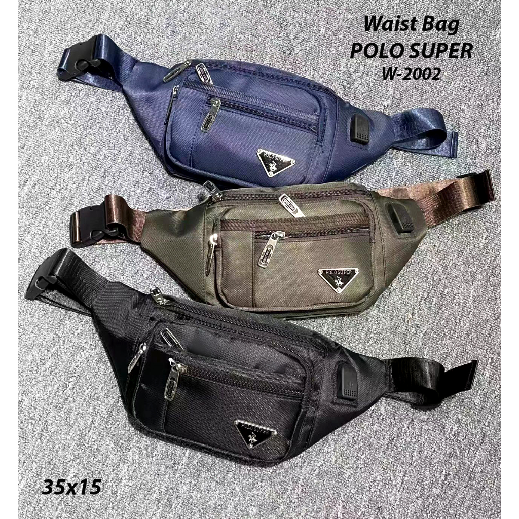 Tas Pinggang Pria Waist bag Import Polo Power Original Tas Slempang Trendy Waterproof Dual USB Portable Tas Polo Original