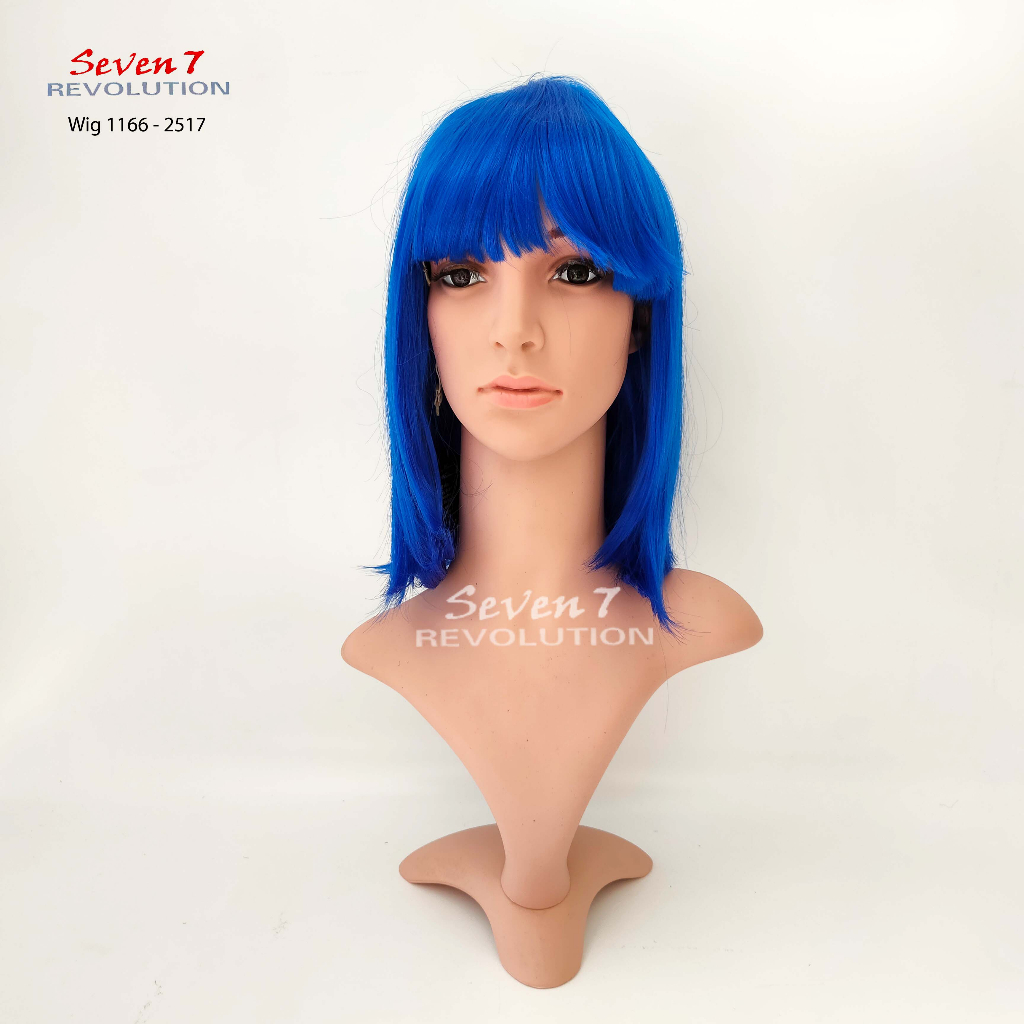 Wig/ Rambut Palsu Bob Pendek Natural/ Cosplay Anime Bocchi The Rock Ryo Yamada Biru (1166)