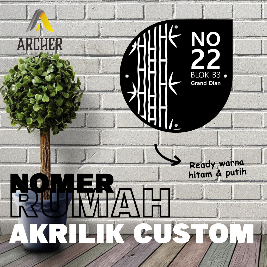 PAPAN NOMOR RUMAH AKRILIK 18 X 18 CM