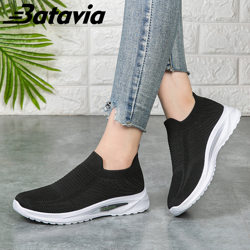 Batavia impor Sepatu wanita fashion Sepatu rajut wanita olahraga premium perempuan terbaru rajut adem antislip Sepatu rajut wanita sepatu lari anak perempuan Shoes Fashion Sport Original Pink Hitam Abu Grey kanvas sekolah korea Onlinemall N13