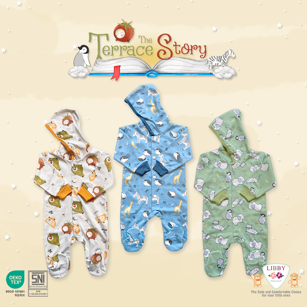 Libby Baby Jumpsuit Topi Tutup Kaki MOTIF BABY COLLECTION/SUMMER GAMES/THE TERRACE STORY - LIBBY THE ENCHANTED WILD -Libby Hello Sunshine/sleepsuit bayi