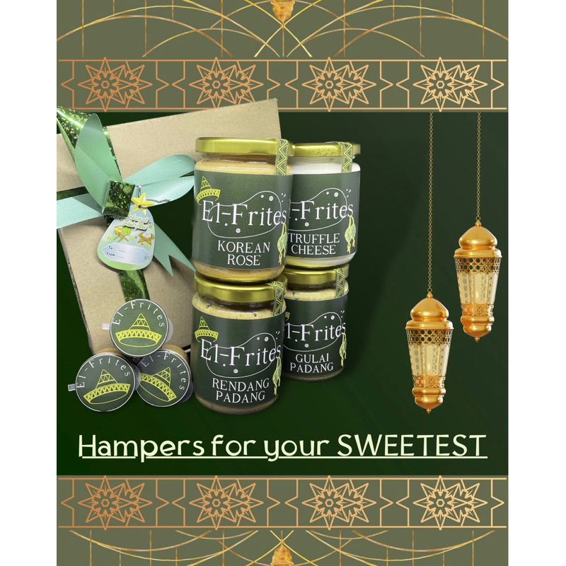 

Hampers B = 2 Truffle Cheese Jar + 4 Rendang Cup + 4 Gulai Cup