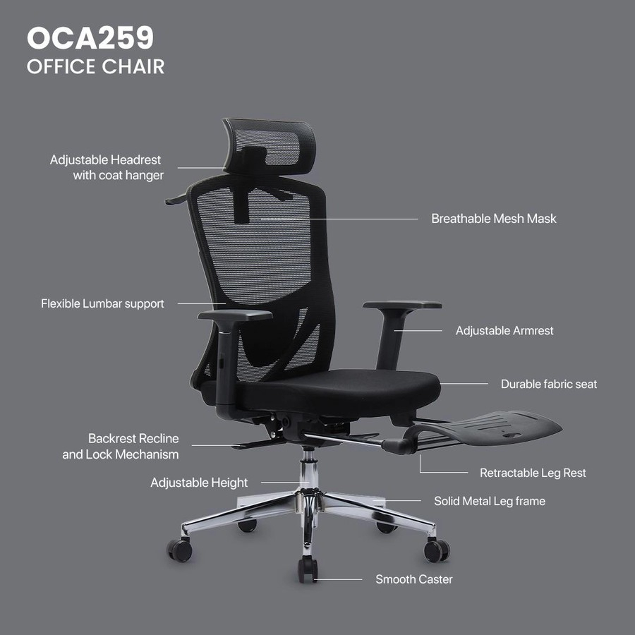 Fantech OCA-259 Office Chair Gaming Kursi Kantor Kerja OCA259 OCA 259