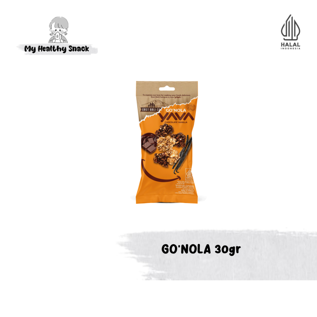 

EAST BALI CASHEW / YAVA Go'Nola - Granola Single Serving - Chocolate Vanilla - 30gr - Sarapan Granola - Snack Diet / Camilan Sehat