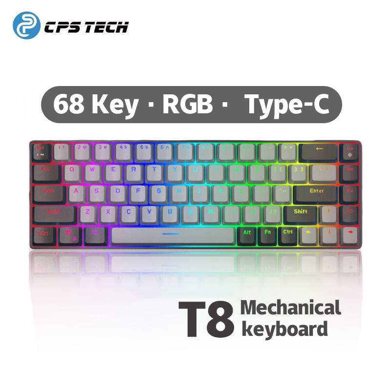 CPSTECH T8 RGB keyboard Mechanical 68 Keys Wired Mechanical Type-C Wired Gamer Keyboards