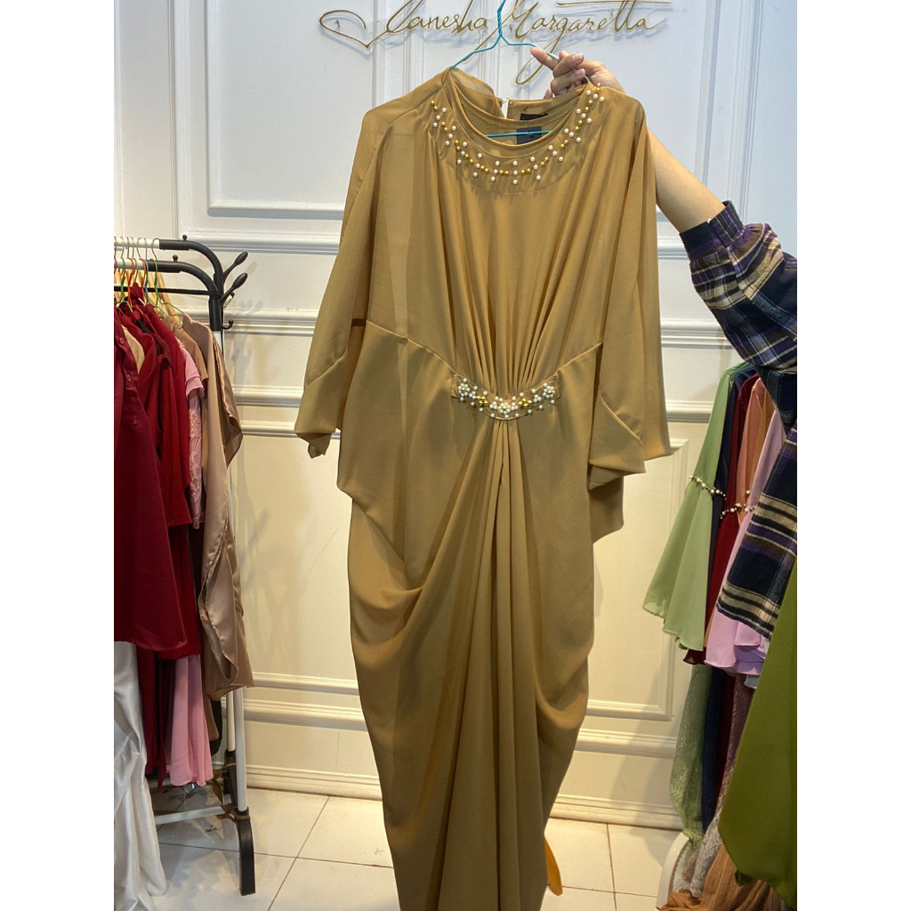 815#Kaftan Ceruty dengan mutiara tembak/dapat dalaman/kaftan lebaran/kaftan bumil