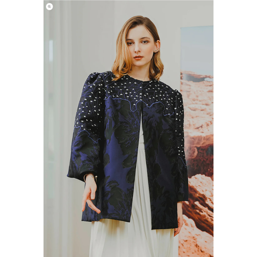 Agatha Jacquard Top - Black/Blue  Benang jarum benangjarum XS S M L XL XXL buttonscarves series voal