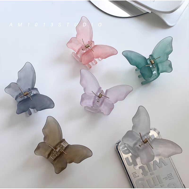 [10pcs] Jepit Rambut Korea Kupu Kupu Transparan Ukuran Mini 4cm Jedai Doff Kupu Mini Box Isi 10 Jepitan Rambut Matte Butterfly Hair Claw Clips