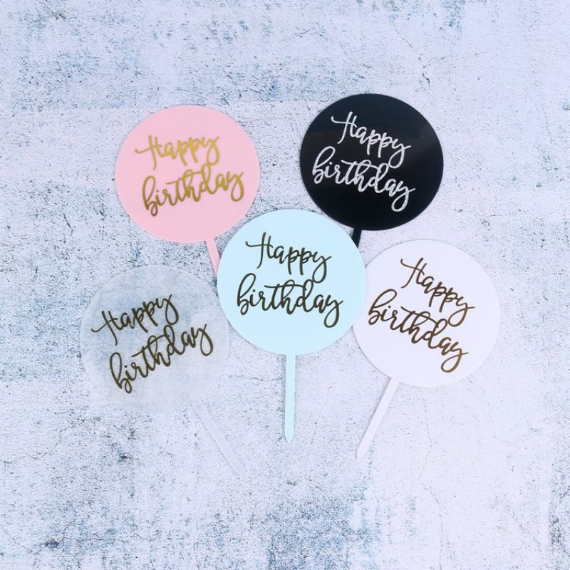 Topper Akrilik happy birthday acrilic ucapan dekorasi kue cake