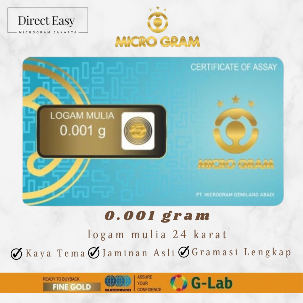 EMAS MINI MICROGRAM 0.001 Gram LOGAM MULIA 24KARAT DIJAMIN ASLI ORIGINAL TERMURAH MICROGRAM SOUVENIR