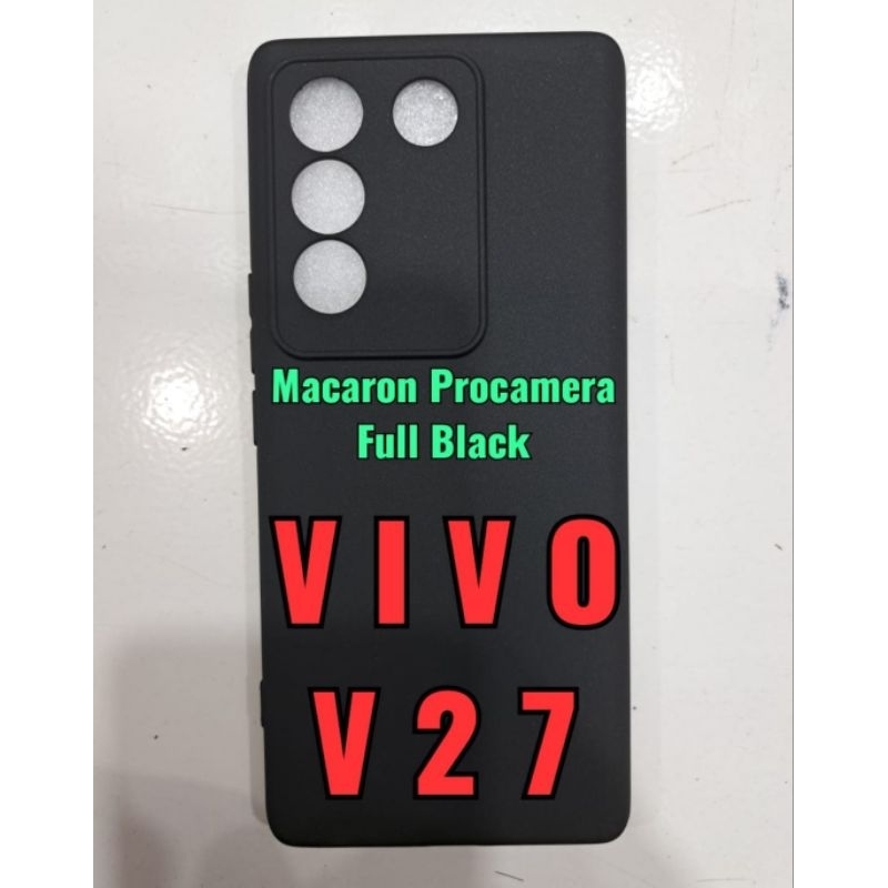 Macaron Procamera Full Black Vivo V27 , Casing Procamera Full Black Vivo V27 , Silikon Full Black Macaron Procamera Vivo V27 , Silicon Macaron Full Black Pro Camera Vivo V27
