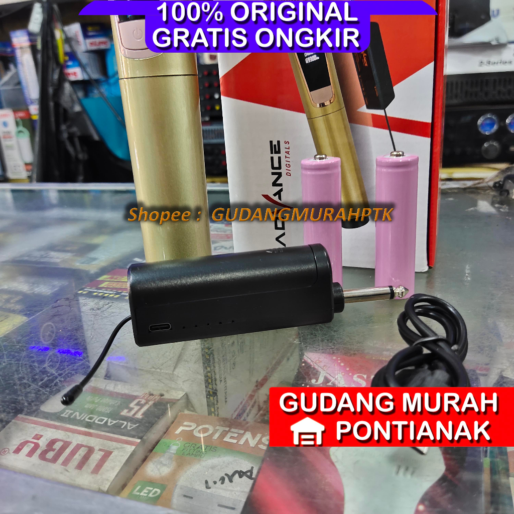 Mic Wireless Advance 103 Microphone Profesional Tanpa Kabel Gold Bisa di Charger cas