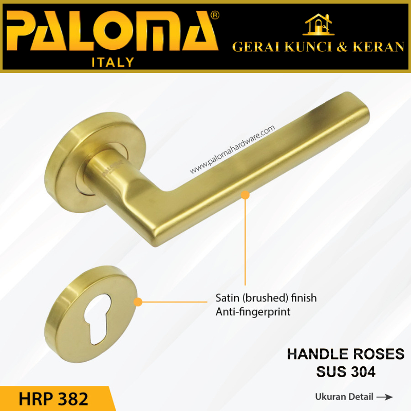 PALOMA HRP 382 Handle Pintu Roses Stainless Steel Lever Gagang Door SATIN GOLD EMAS