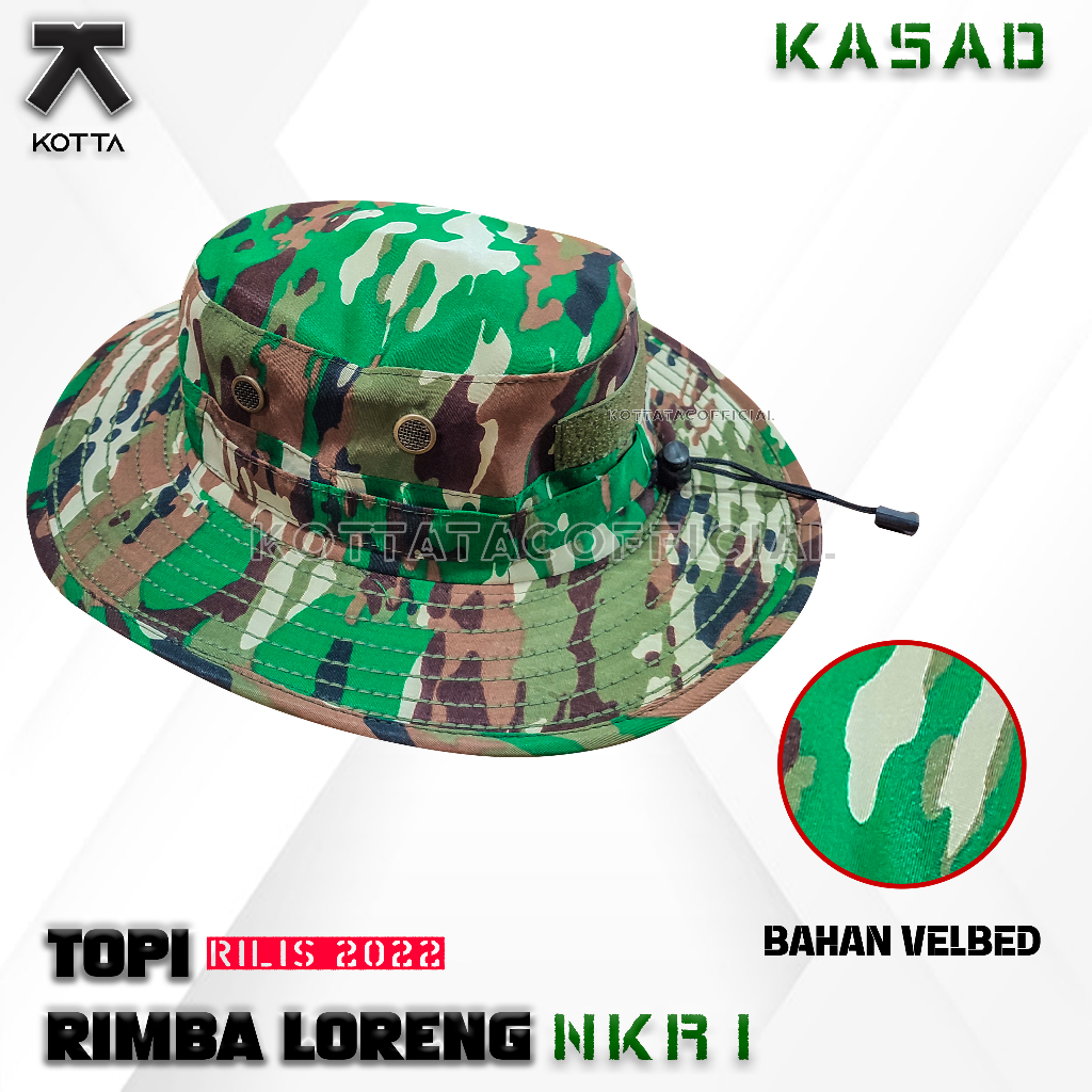 TOPI LORENG NKRI TERBARU - TOPI RIMBA NKRI TERBARU - TOPI PET KOMANDO LORENG KASAD NKRI TERBARU