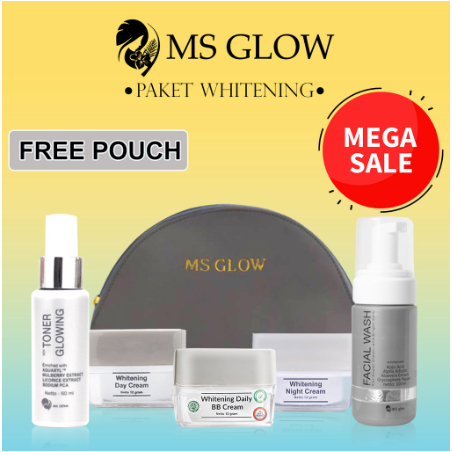 MS GLOW PAKET WHITENING ORIGINAL | ULTIMATE | LUMINOUS | ACNE CREAM PEMUTIH WAJAH GLOWING FREE POUCH