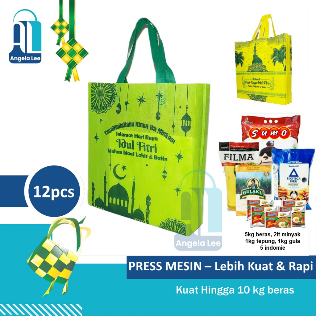 Tas kain Spunbond PRESS Lebaran Paket Idul Fitri Ramadhan Syukuran THR biskuit sirup