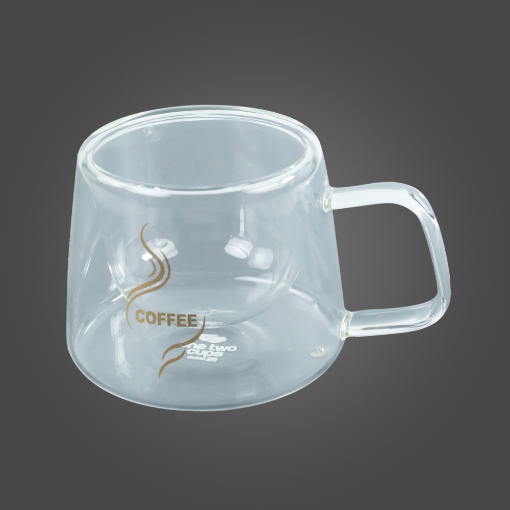 One Two Cups Cangkir Kopi Anti Panas Double Wall Glass 180ml - DOME240 - Transparent