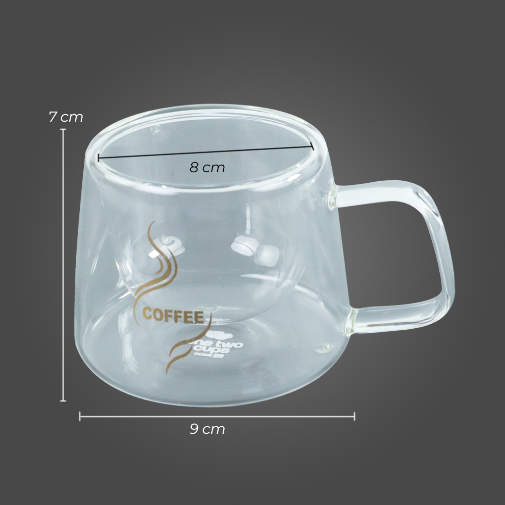 One Two Cups Cangkir Kopi Anti Panas Double Wall Glass 180ml - DOME240 - Transparent