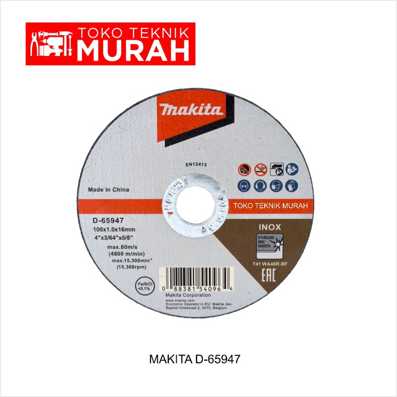 Makita D-65947 Cutting Wheel INOX 4x1mm Batu Gerinda Potong 4” D 65947 - 10pcs