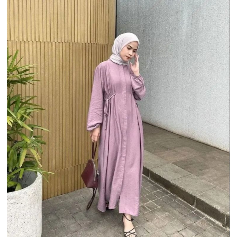 Zahra Gamis Polo Linen Gamis Kerut