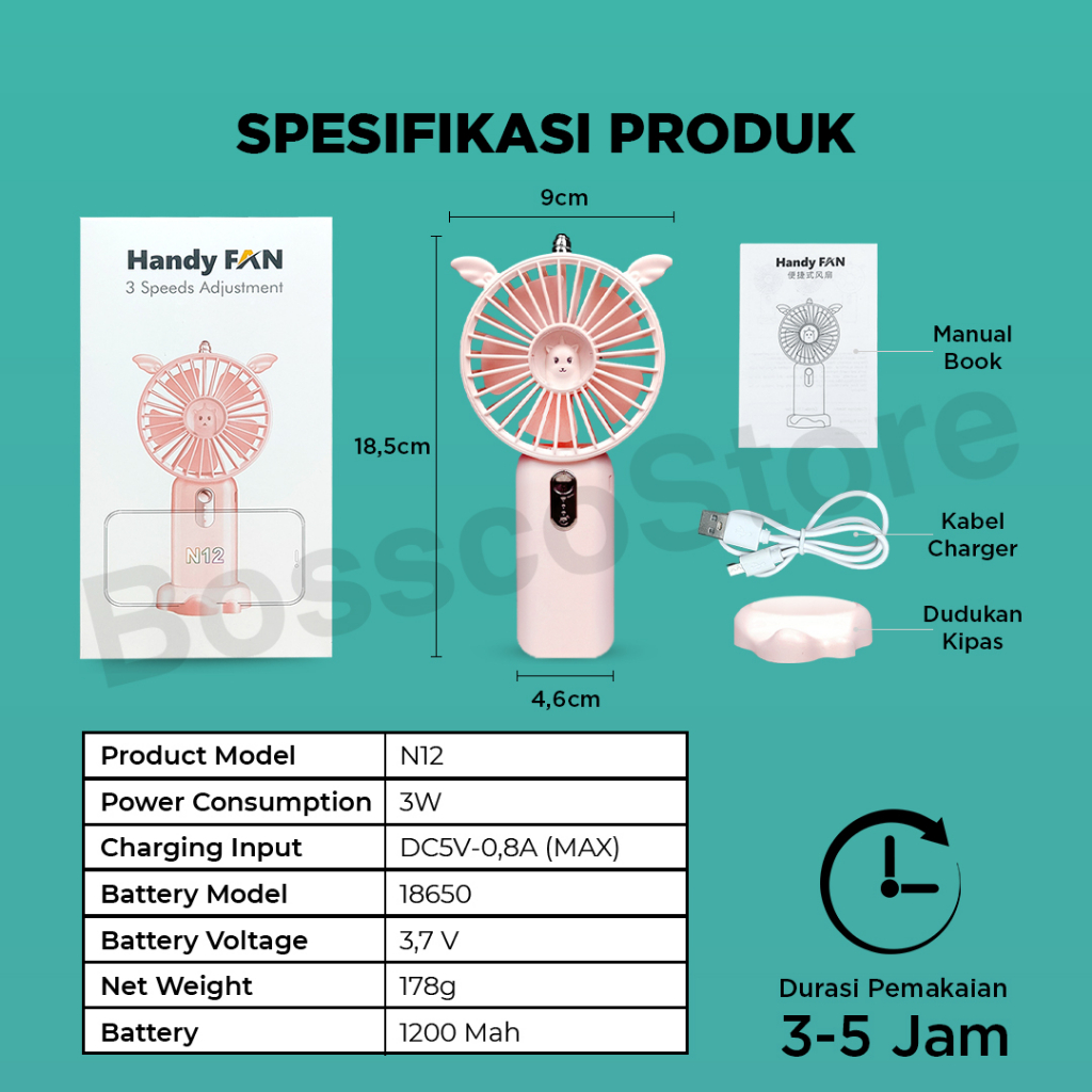 Kipas Angin Mini 2400mAh Premium 3 Kecepatan Rechargeable Fan kipas angin portable kipas angin kecil mini fan kipas angin genggam tangan portable kipas angin meja kipas angin mini usb kipas angin usb baterai besar tahan lama kipas angin mini murah garansi