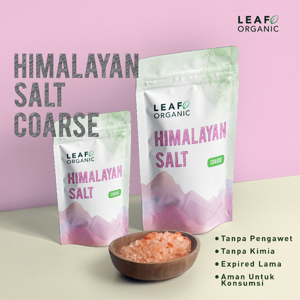 

Garam Pink Himalaya Kasar LEAF ORGANIC Premium Himalayan Salt Coarse Kering Murni Natural Organik