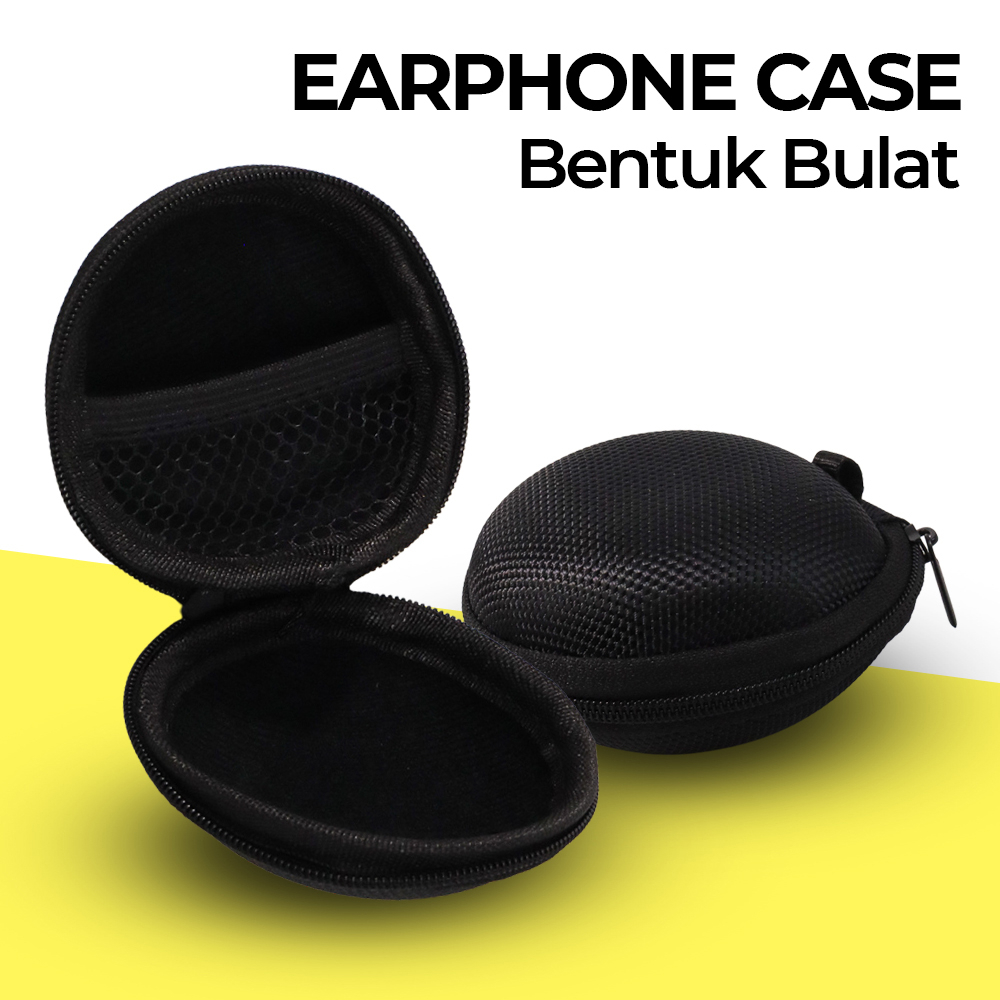 Tas Earphone Case Bentuk Bulat - D0083 - Black