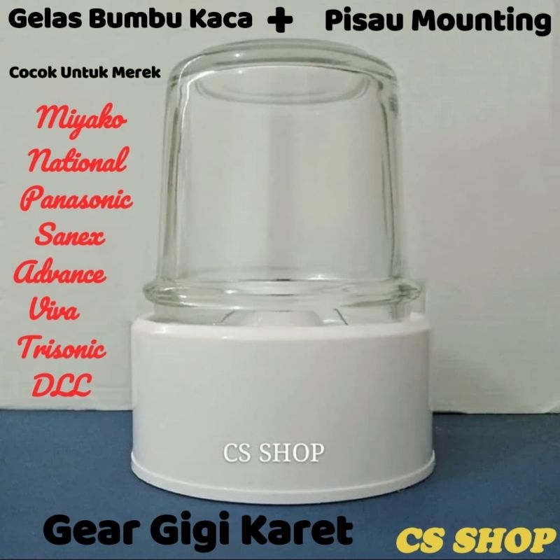 GELAS BUMBU BLENDER KERING KACA+PISAU MOUNTING NATIONAL/DRY MILL 1 SET NATIONAL/PENGHALUS BUMBU KACA NATIONAL FREE KARET SEAL ANTI BOCOR