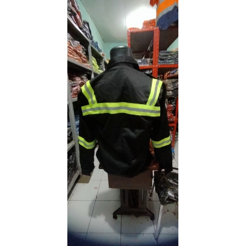 SERAGAM SAFETY BIRU SCOTLIGT BESAR PUNDAK HIJAU