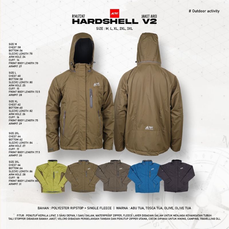 Jaket Gunung Pria HARDSHELL V2 AREI OUTDOORGEAR - Jaket Mendaki Gunung Pria HARDSHELL V2 Arei Outdoo
