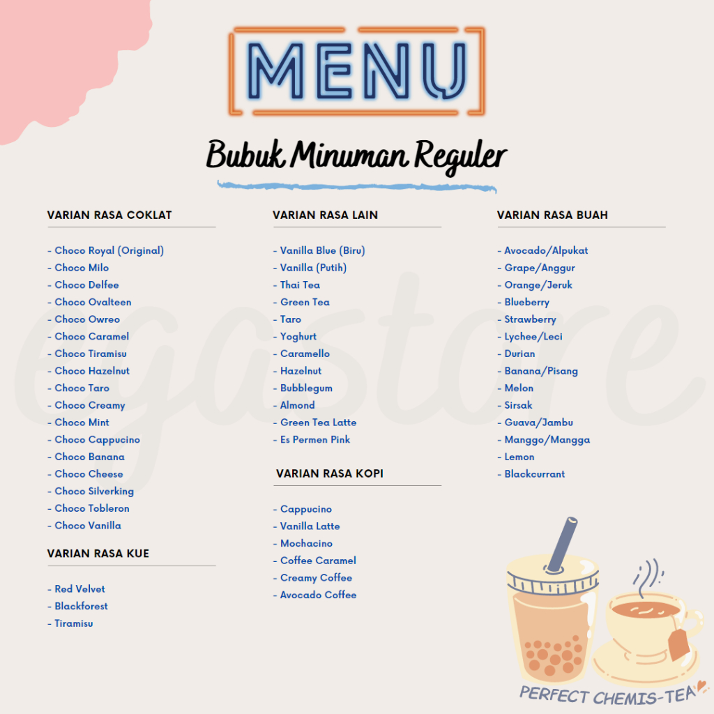 Bubuk Minuman Rasa Premium MIX 25gr Serbuk Minuman Rasa dan Teh Kekinian