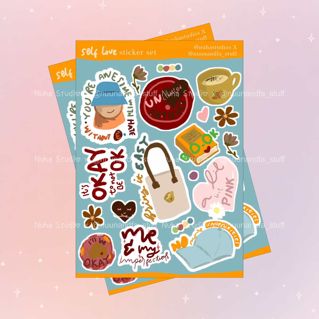 

Sticker by nuunandfa_stuff | Self Love Cewek Tas Buku Kopi Insecure Okay Love Hug Bunga | Aesthetic Sticker Estetik Stiker HP Laptop Botol Cute Waterproof Scrapbook Diary Journal Bujo Anti Air