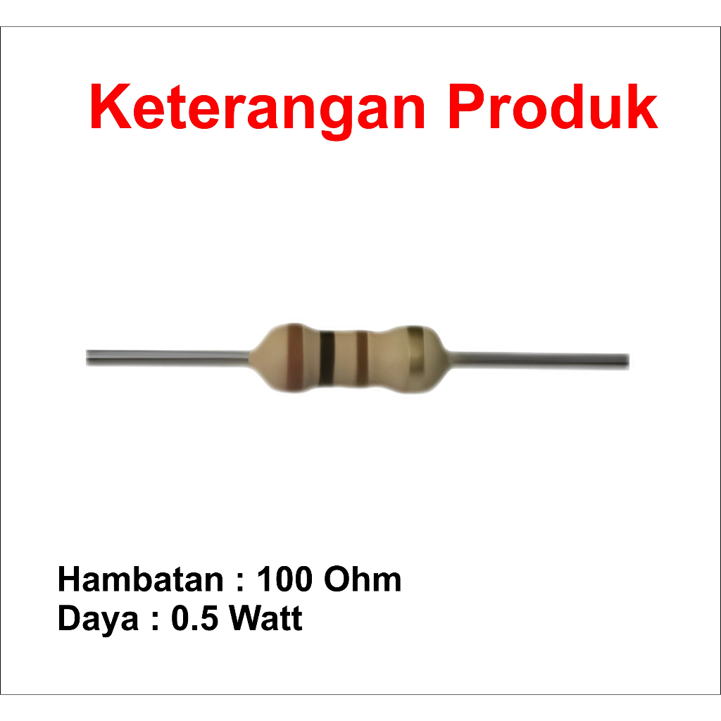 [HAEBOT] Resistor Tahanan 100 Ohm 1/2 Watt 0.5 Watt 100Ohm Penghambat Carbon Karbon Film Hambatan Toleransi Rendah Pengatur Tegangan Arus 10 Buah Pcs