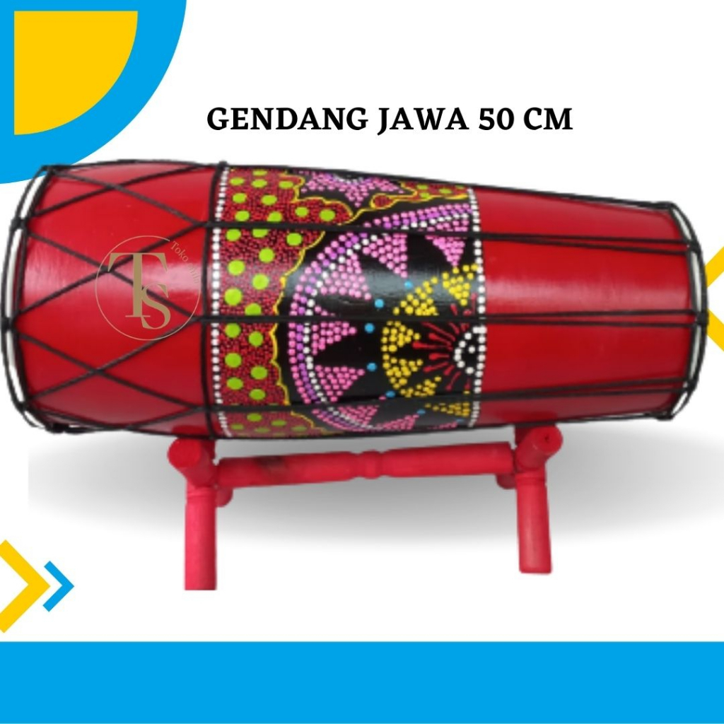 Gendang Jawa Besar Ukuran 50cm Motif Kayu Mahoni