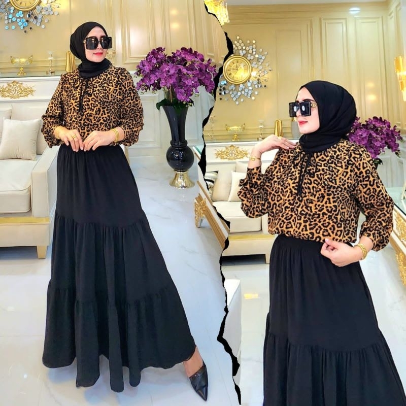 SET ROK ATASAN LEOPARD MONALISA ROK CRINGKEL t