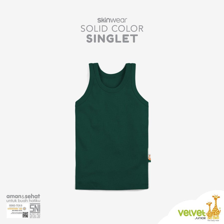 Baju Bayi Singlet Kaos Dalam Anak Velvet Junior Skinwear Solid Color Warna Polos 1pcs