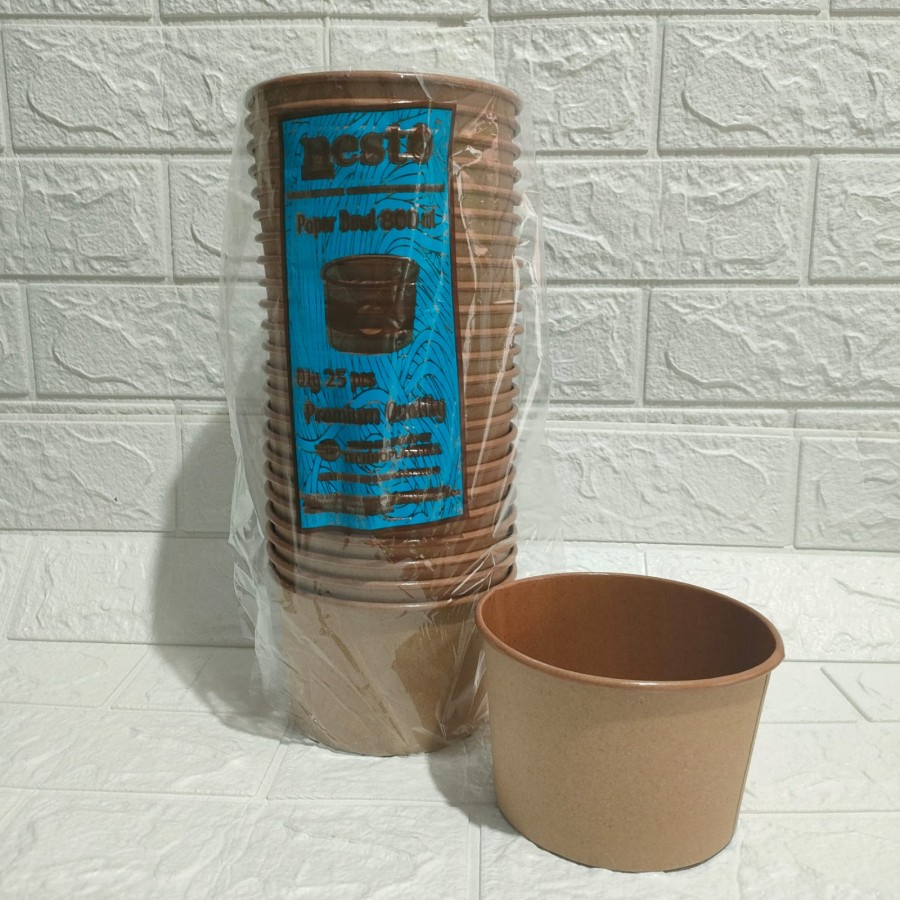 Paper Bowl Kraft 800 ml NESTO / Paper Bowl Coklat nesto 800 ml PER SLOP TANPA TUTUP