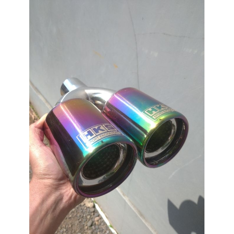 knalpot mobil racing hks corong dua universal muffler suara bass