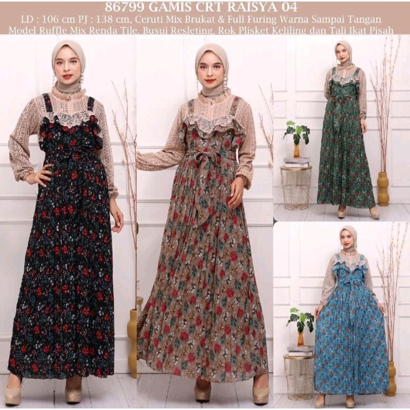 Gamis Dress Ceruti Plisket mix brukat by pisces