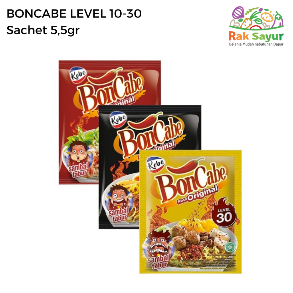 

Boncabe Level 10, 15, 30 Sachet 5,5gr Rasa Original Rak Sayur Pasar Murah Online Padang