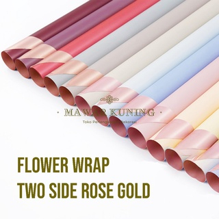 

[ 5 Lembar ] Flower Wrap Two Side Rose Gold / Cellophane Kertas 2 Warna Rosegold - ALWF