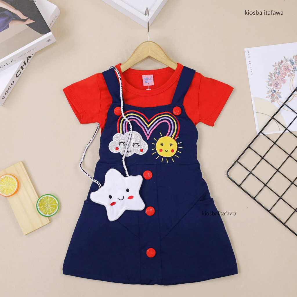 [FREE TAS] Dress Lilly uk 1-9 Tahun / Baju Anak Perempuan kualitas Import Overall Baju Kodok Dres Balita 5 th Korean Style Denim Set Premium