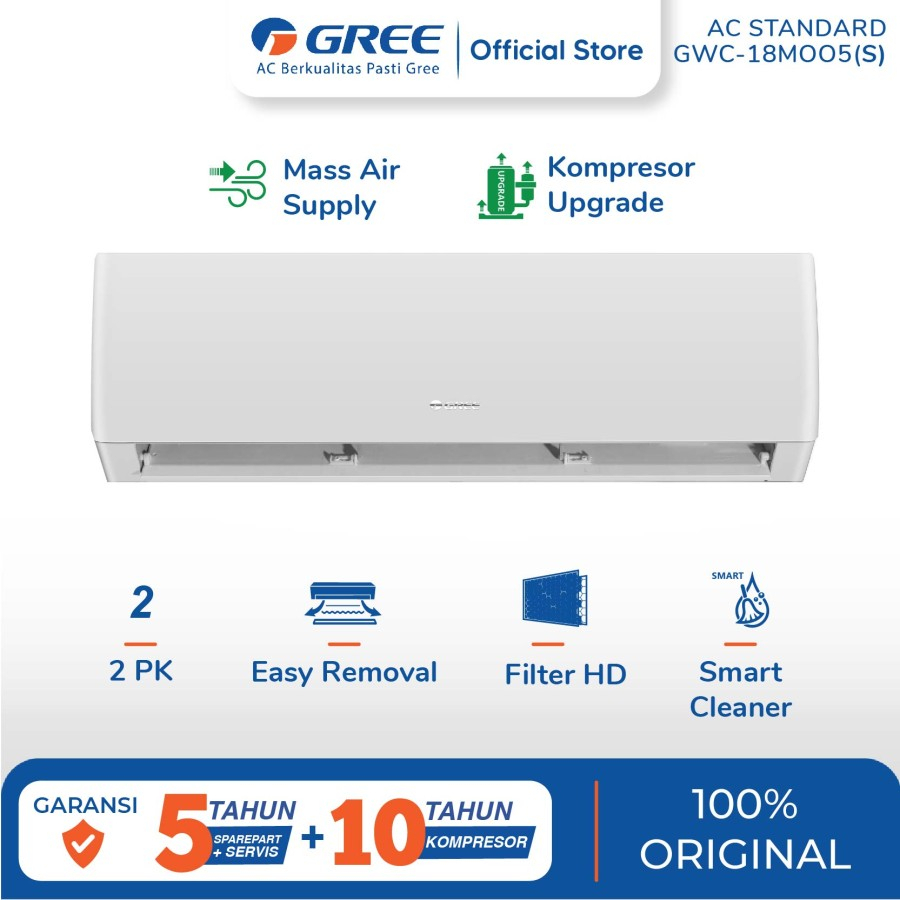 GREE AC STANDARD - AC 2 PK - GWC-18MOO5(S) - PUTIH (Indoor &amp; Outdoor)