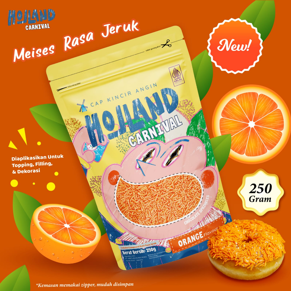 

Holland Carnival Meses Orange 250g Meises Rasa Jeruk Cap Kincir Angin